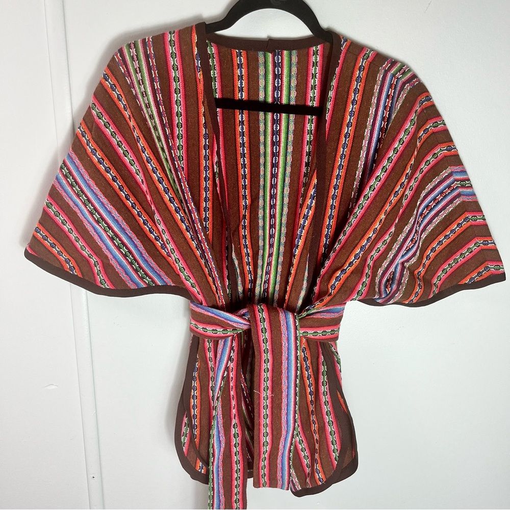 Vintage Ponco/Cape/Jacket with Tie for Waist in a Fabulous Striped Pattern